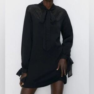 Zara Black Textured Mesh Top